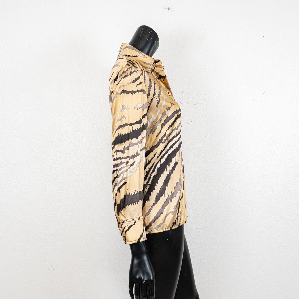 ST. John Women's Silk Tiger Print Blouse Long Sleeve size 4 - Picture 5 of 9